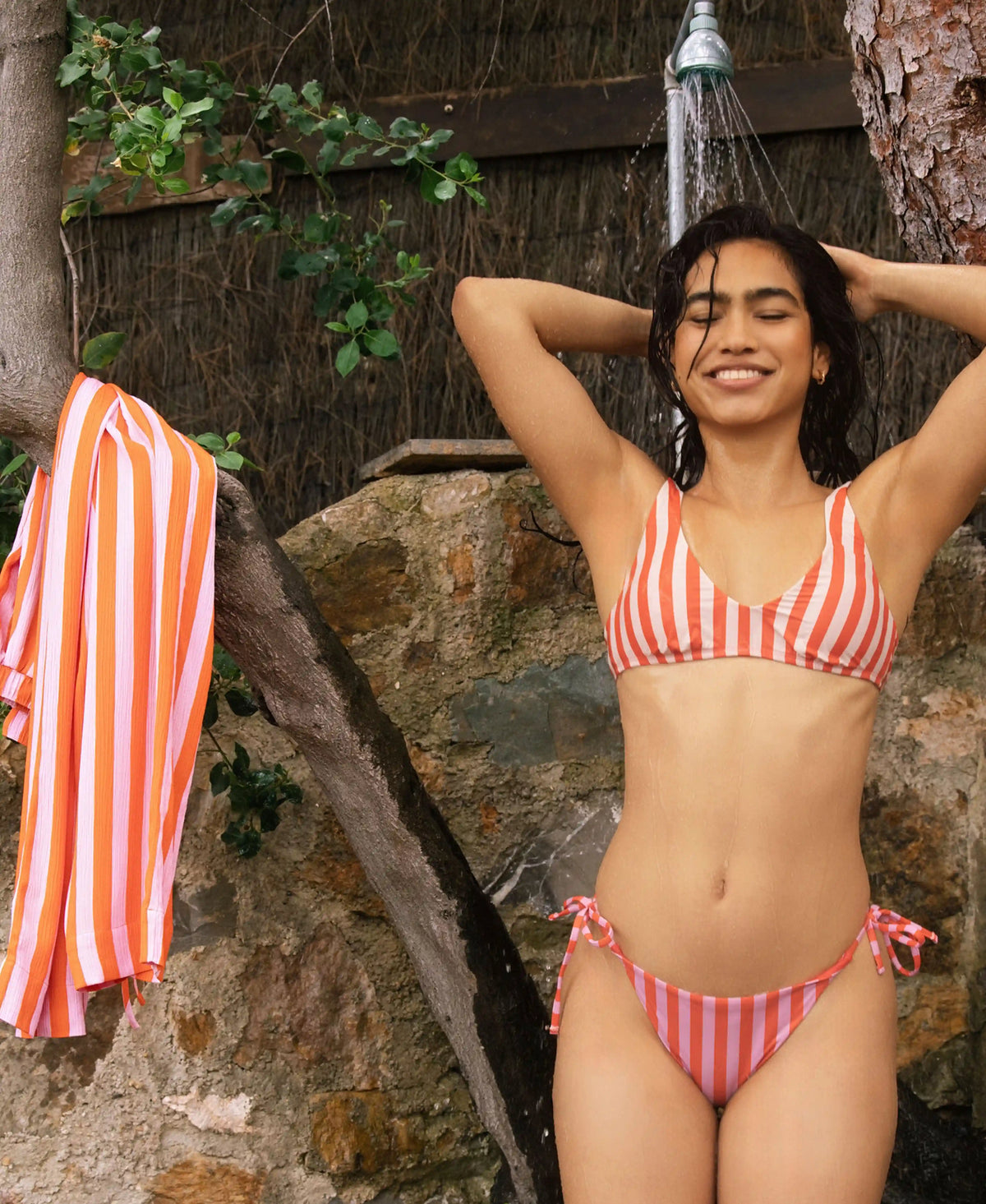 Ya Stripe Me Crazy Reversible Scoop Bralette Bikini Top