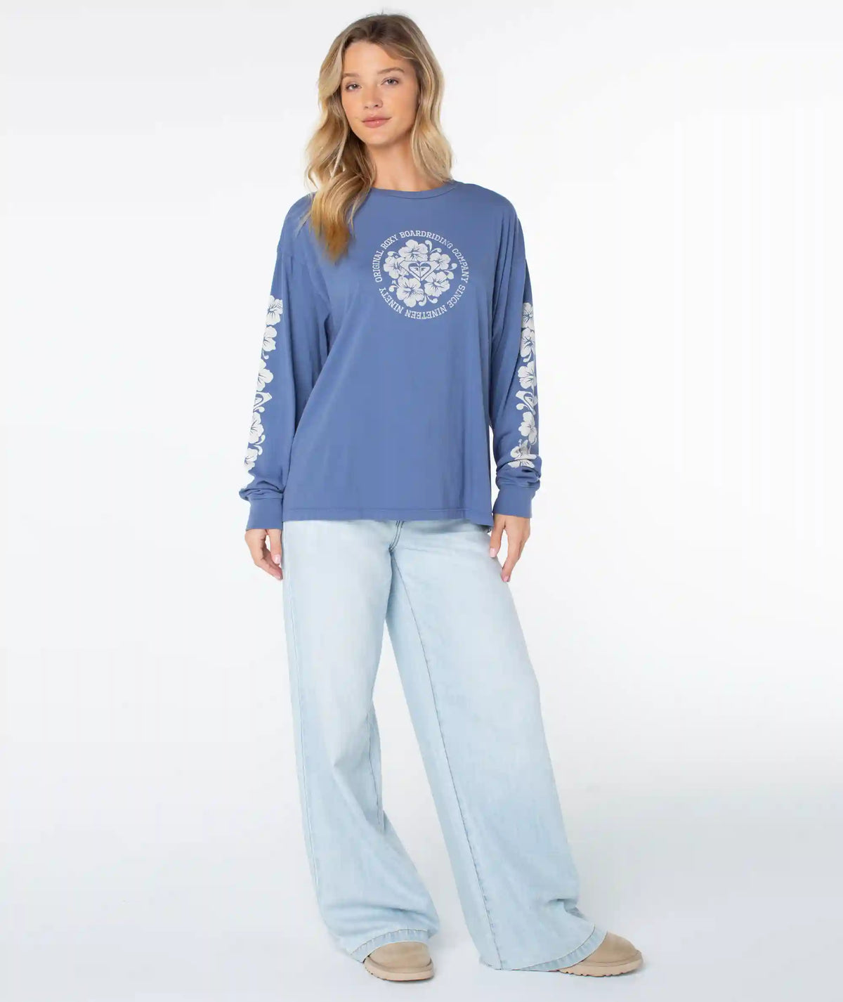 Vintage Hibiscus Oversized Long Sleeve Tee