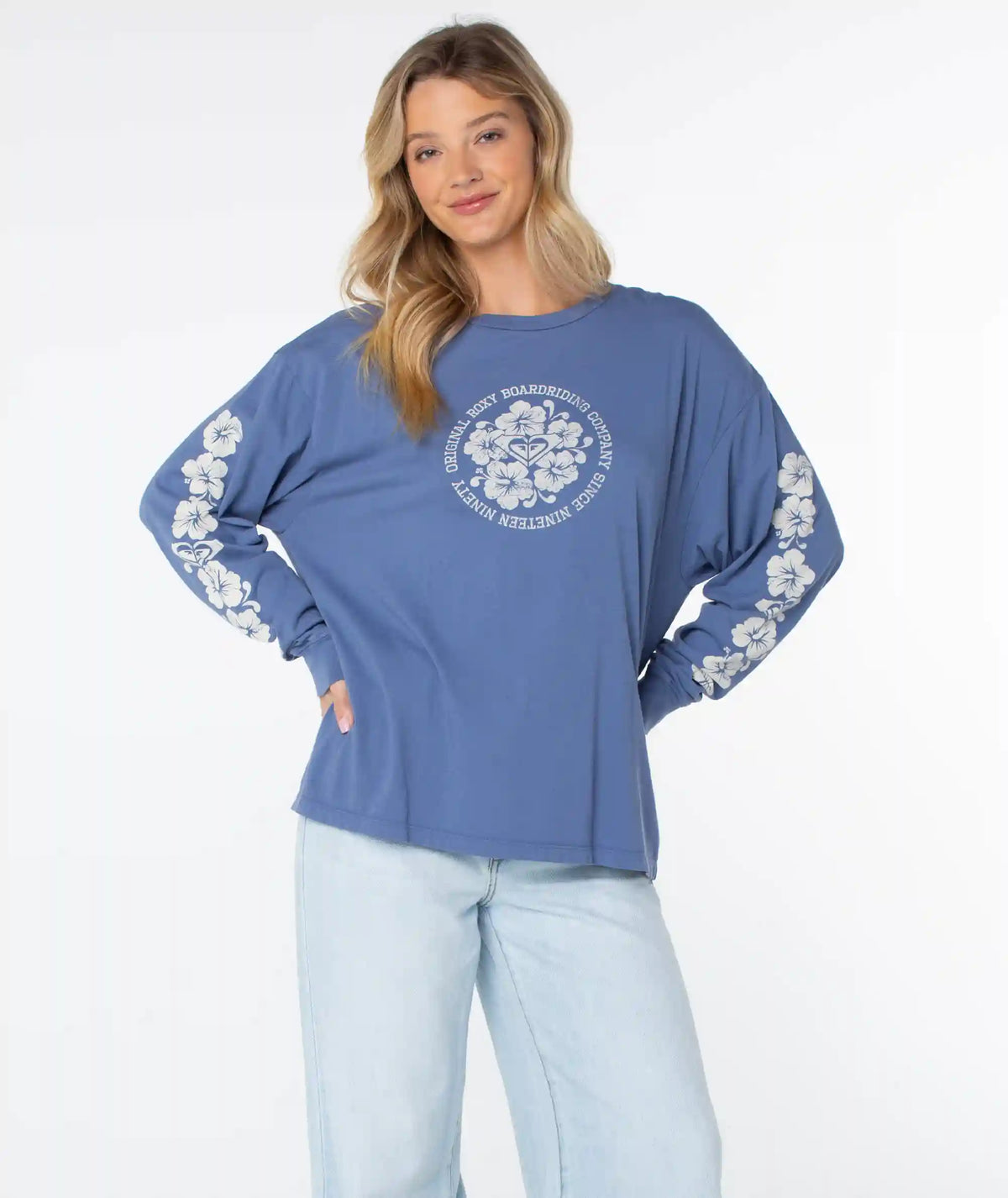 Vintage Hibiscus Oversized Long Sleeve Tee