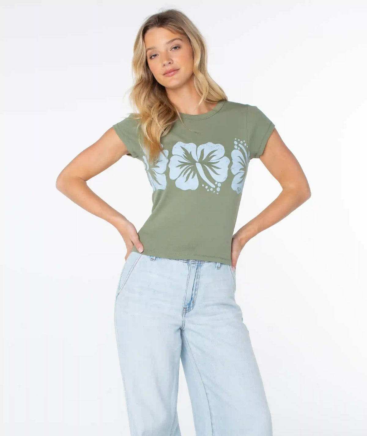 Flower Block 90S Baby Tee